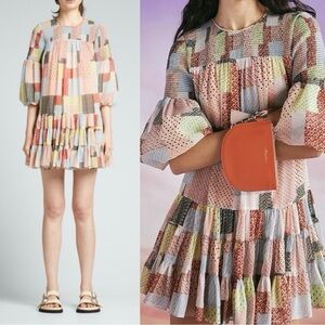 Cinq à Sept Patchwork Billowed Sleeve Rika Dress - Size 4 - NWT